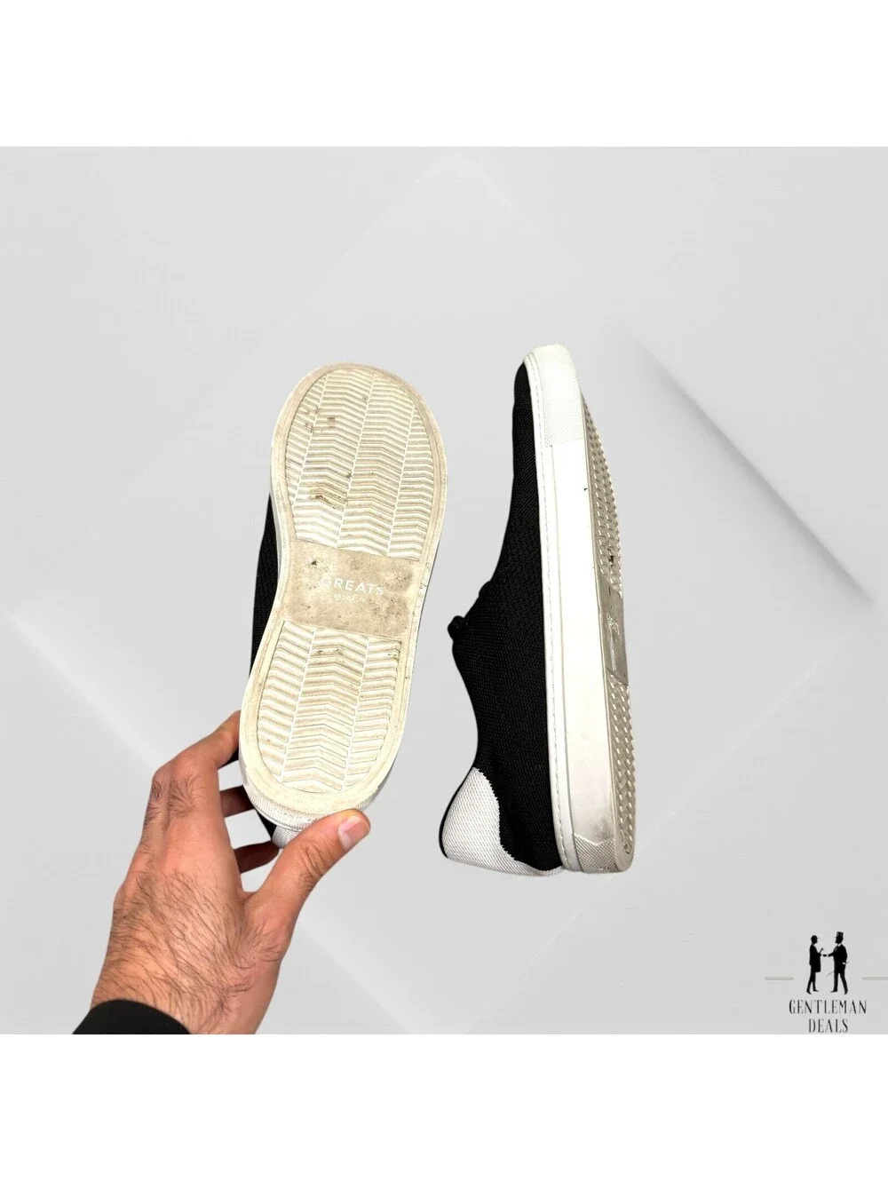 Greats Brooklyn Men’s Royale Knit Sneakers Shoes Black White Lace Up Low Top 12